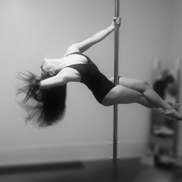 Pole Dance Sit with Hair Whip