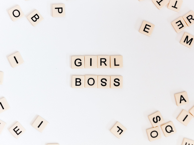 scrabble letters that spell out girl boss