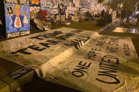 Pablo Castillo's art "The Only Life" which allows people to write messages of hope on a large canvas.