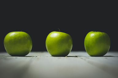 Three green apples