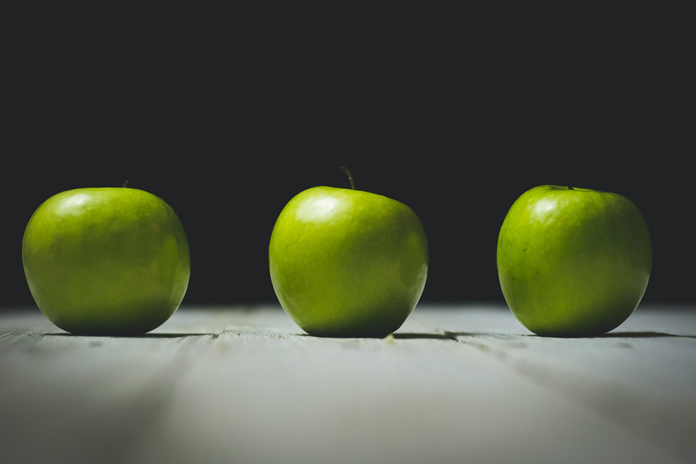 Three green apples