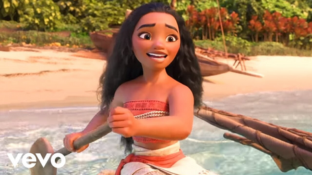 Disney Moana paddling out to ocean