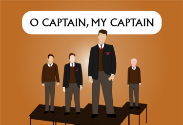 A vector of the \"O Captain! My Captain!\" scene in Dead Poets Society