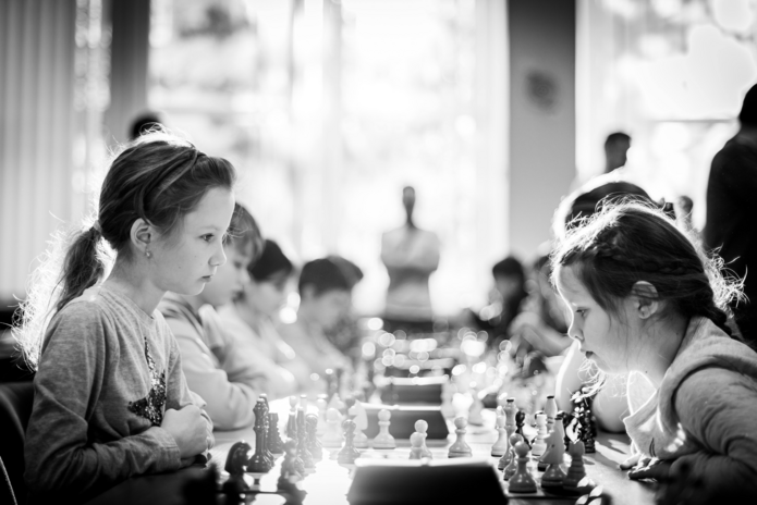 Girls playing Chess