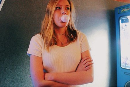 Anna Schultz-Girl Blowing Bubble In Arcade