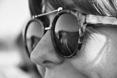 Girl With Sunglasses Close Up Black And White