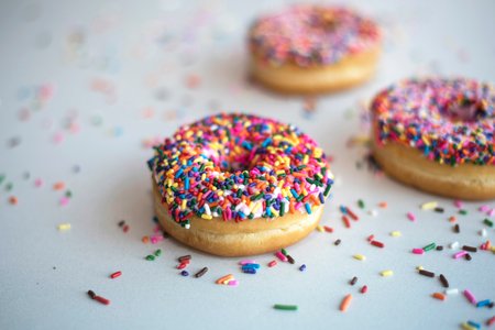 Rainbow Sprinkle Donuts Close Up