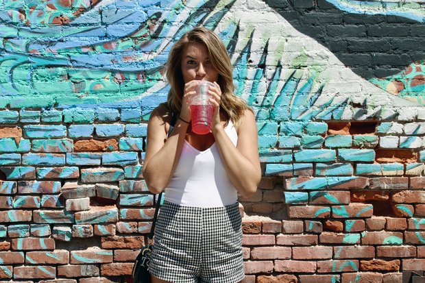 Maria Scheller-Starbucks Summer Brick Paint Wall Gingam