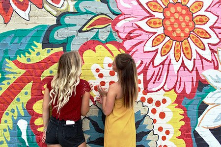 Maria Scheller-Two Girls Friends Long Hair Blonde And Burnette Flower Mural