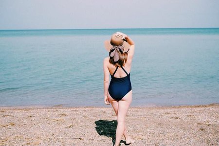 Summer Beach Ocean One Piece Swimsuit Sun Hat Water