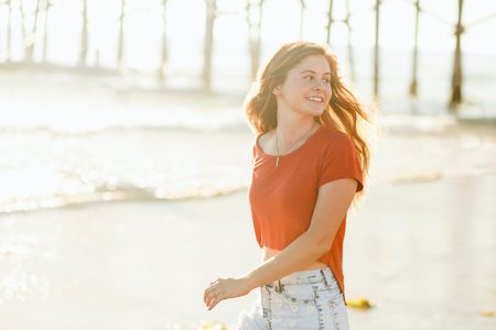 Molly Peach-Girl Running On Beach