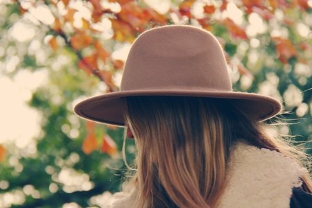 Blonde Hair Hat Leaves