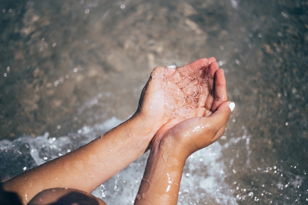 water in hands