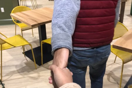 Me holding my friend David's hand