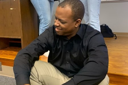 Darius Melton at meeting on campus