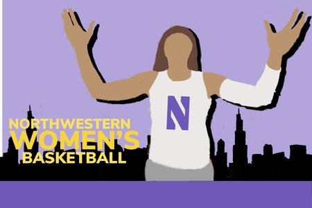 A graphic illustration of the Northwestern Women's Basketball team