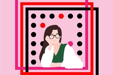 Digital art where I drew myself, I am wearing comfy clothes and glasses