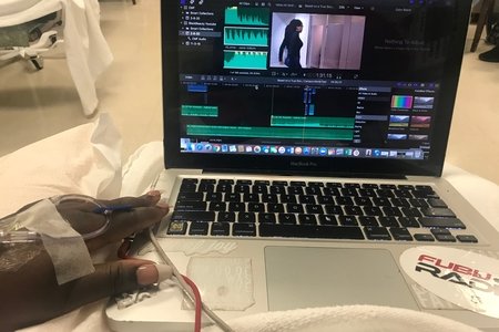 woman working on movie in hospital