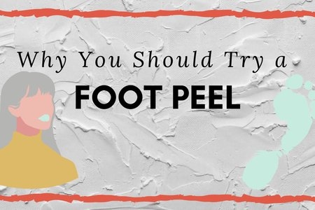 article cover for "why you should try a foot peel", cartoon girl and footprint
