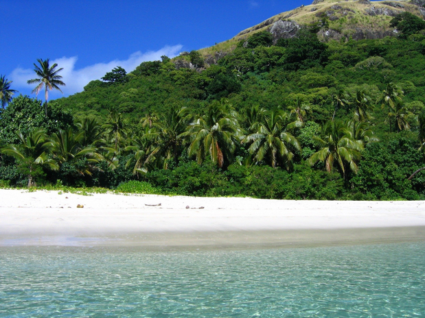 Tropical beach on an island in Fiji