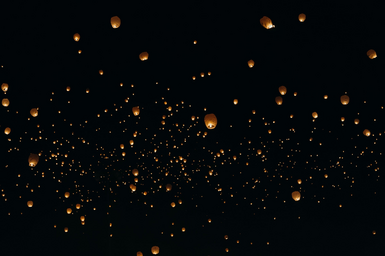 Floating Lanterns at night