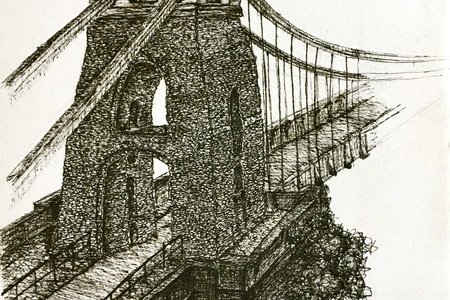 Drawing of Bristol Suspension Bridge