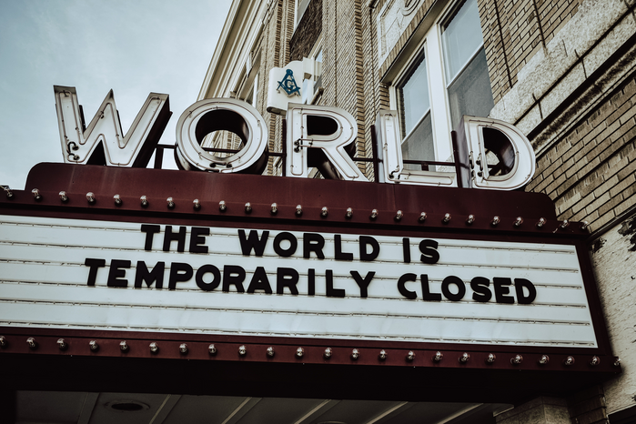 THE WORLD IS TEMPORARILY CLOSED movie sign by Edwin Hooper
