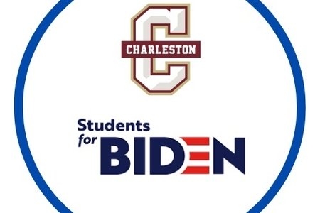 a logo that reads Charleston Students for Biden