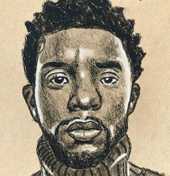 A drawing of Chadwick Boseman