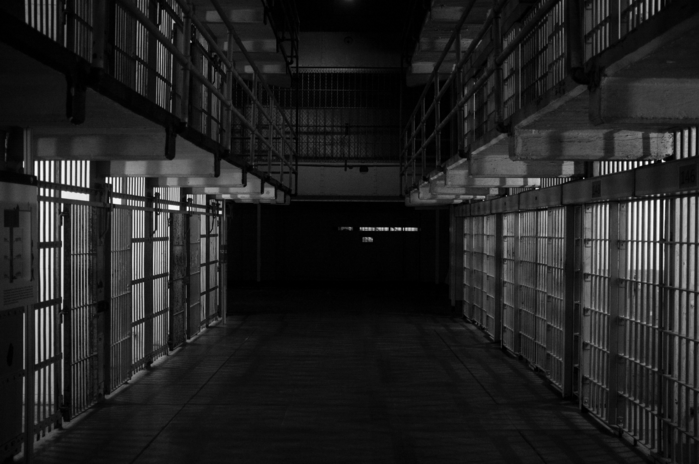 empty prisoner cell, B&W