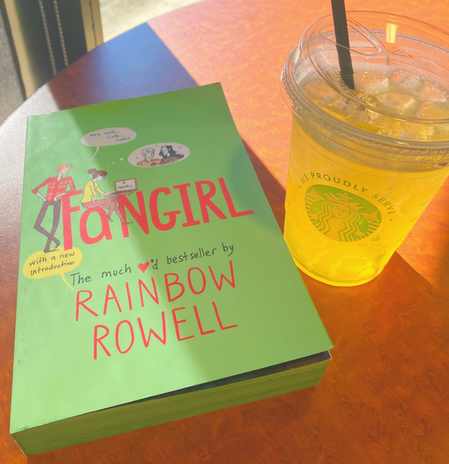 fangirl book and Starbucks drink