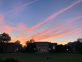 Lilly Library at sunset