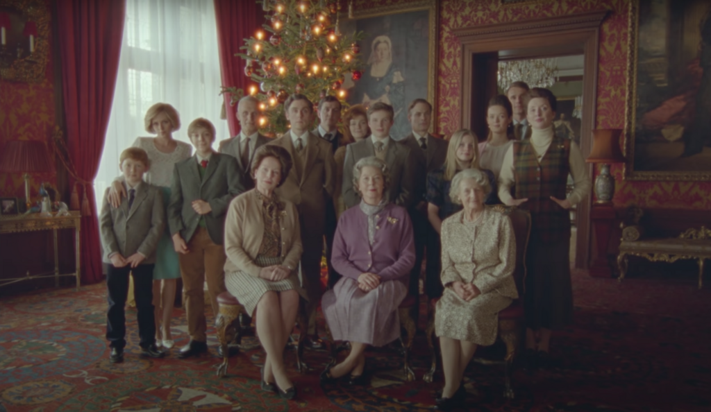Screenshot of Royal Family from Spencer Movie Trailer on YouTube by Neon
