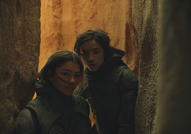 Zendaya as Chani and Timothee Chalamet as Paul Atreides in the latest film adaptation of Dune