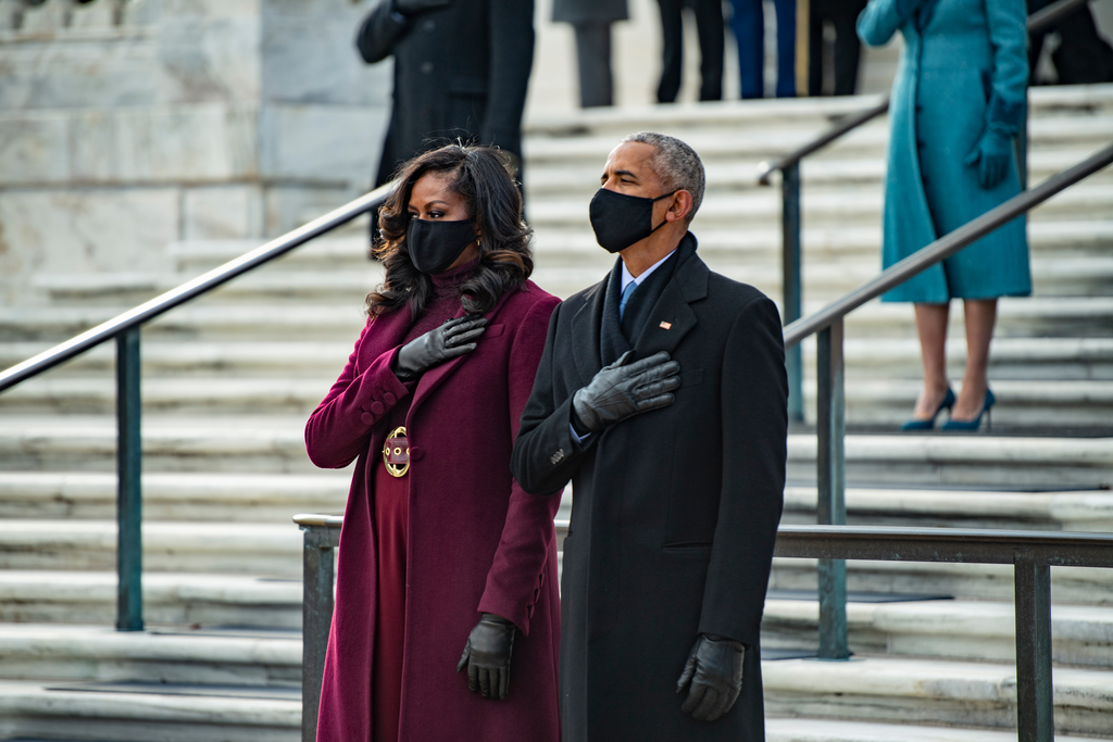 Michelle Obama and Barack Obama at the 2021 Inauguration