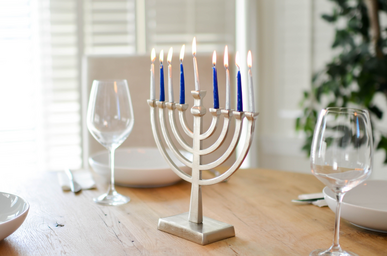 menorah candles lit for hanukkah