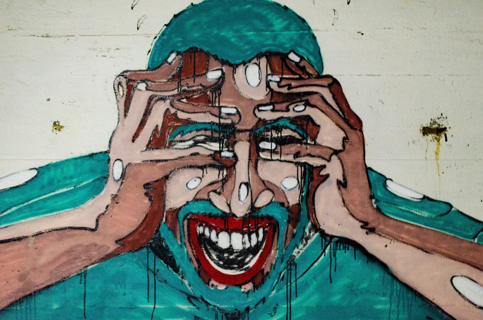 stressed man, graffiti art in Utö