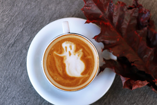 halloween ghost latte art