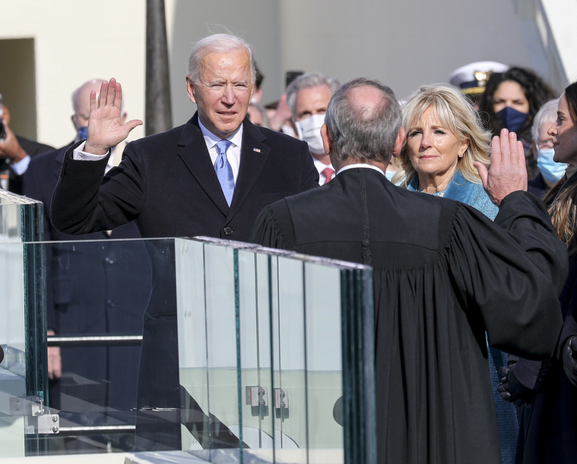 Joe Biden swears in as president during the 2021 inauguration