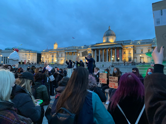 people at London women\'s rights\' protests