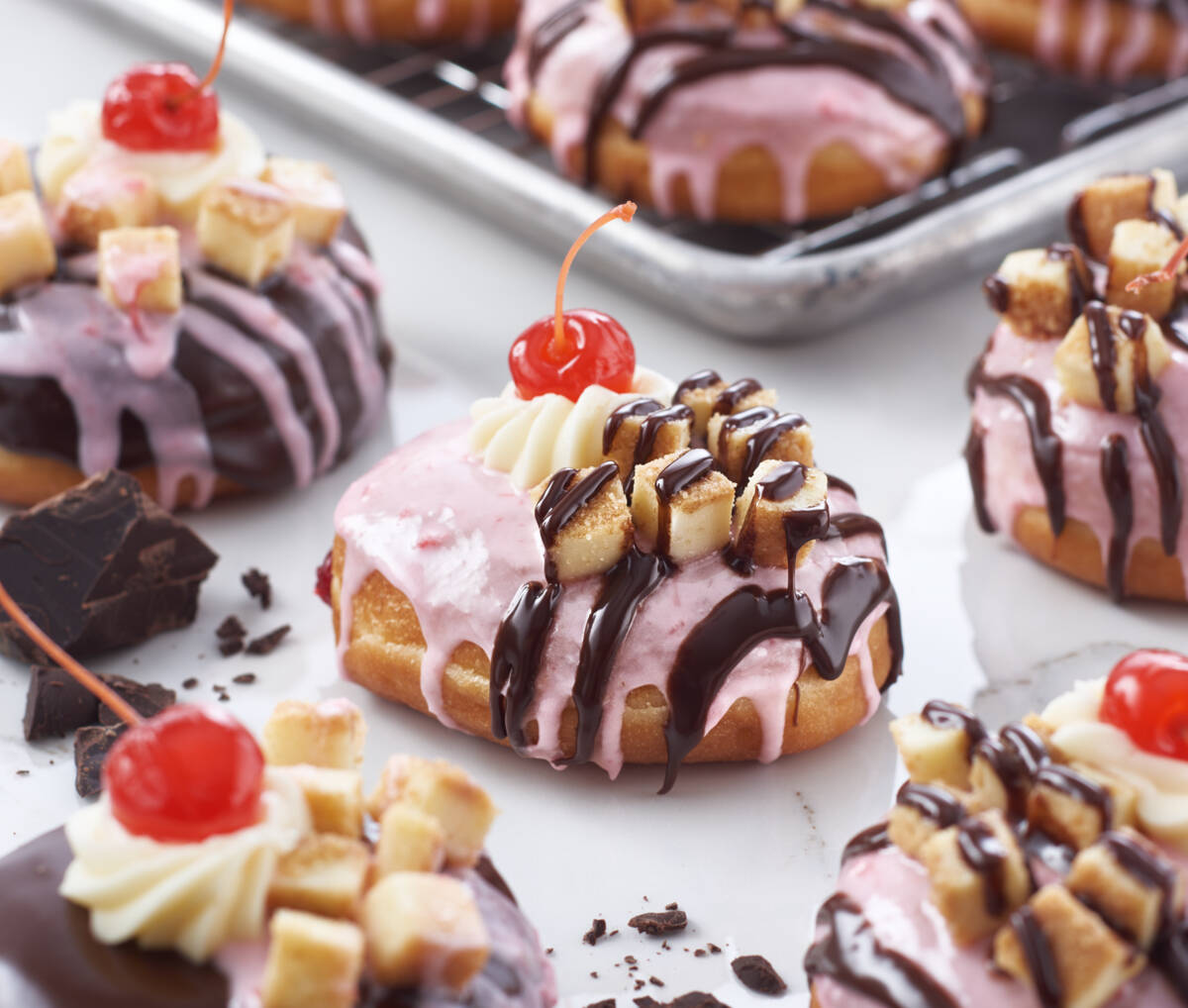 Cherry Fudge Cheesecake Donuts
