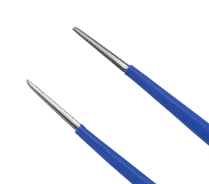 Olsen® Foot Activated Bayonet Monopolar Forcep, Reusable, 3.125 in, Serrated, Straight tip, 0.5 mm