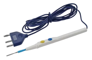Olsen Electrosurgical Pencil, Disposable, Hand-activated, Button Switch, White, with Blade Electrode, Holster & Scratch Pad