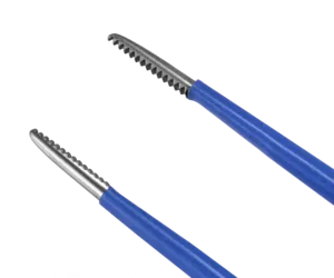 Olsen® Foot Activated Bayonet, Exposed Top Monopolar Forcep, Reusable, 7.5 in, Serrated tip, 1.0 mm