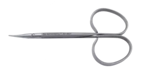 Scissors, Stevens Tenotomy, Lightly Curved, Light Pattern, Large Ribbon Ring Handles w/Flat Shanks, Blunt Tip, 4 in
