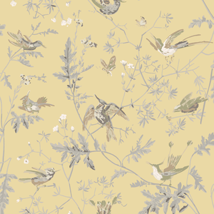Hummingbirds Silk - Gld/Sft Grey