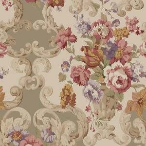 Floral Rococo - Red/Plum