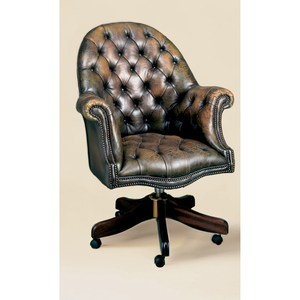 Tufted Leather Swivel Chr