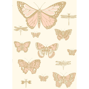 Butterflies & Dragonflies - Pink On Ivry