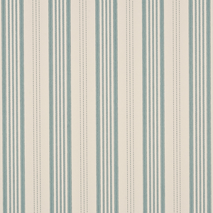 Narrow Ticking Stripe - Ivory/Aqua